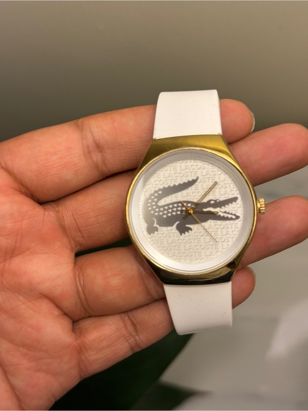 Lacoste White & Gold unisex Silicone white Strap Watch